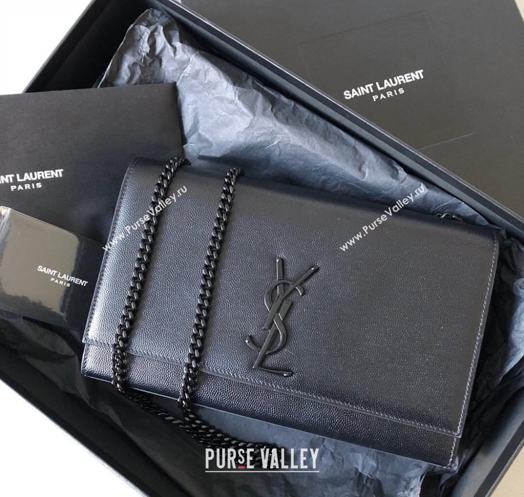 Saint Laurent Kate Medium Chain Bag in Grained Leather 364021 All Black 2025 (YY-250801114)