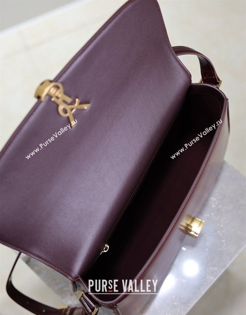 Saint Laurent Solferino Large Bag in Box Leather Rouge Cabernet 2025 832332 (YY-250801061)