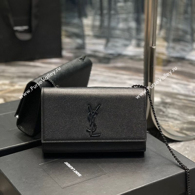 Saint Laurent Kate Medium Chain Bag in Grained Leather 364021 All Black 2025 (YY-250801114)
