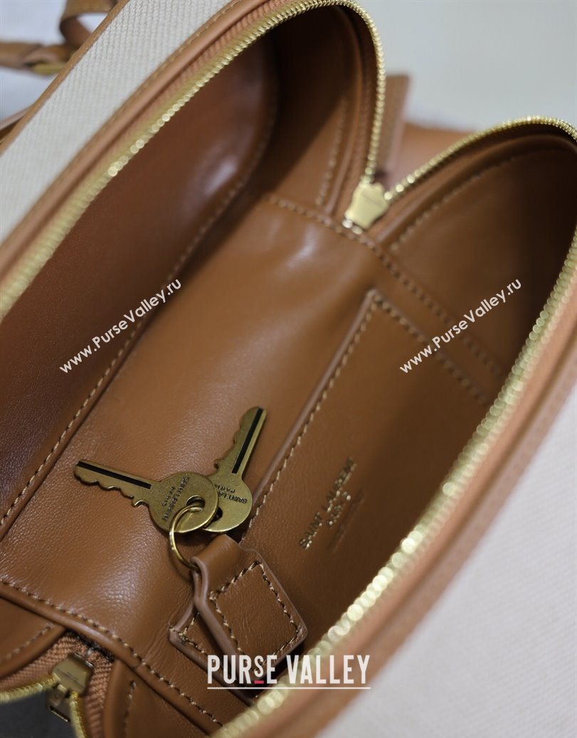 Saint Laurent Gaby Vanity Bag in Cotton Linen and Leather Brown 2025 766731 (YY-250802031)