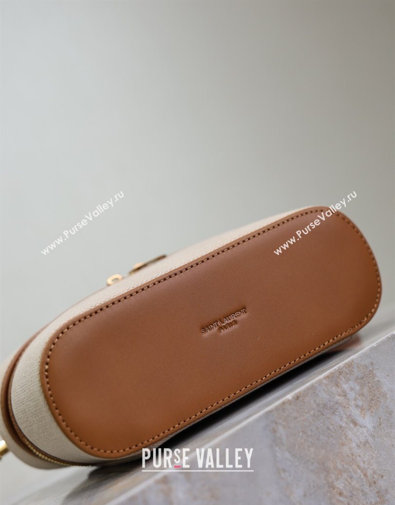 Saint Laurent Gaby Vanity Bag in Cotton Linen and Leather Brown 2025 766731 (YY-250802031)