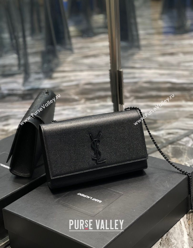 Saint Laurent Kate Medium Chain Bag in Grained Leather 364021 All Black 2025 (YY-250801114)