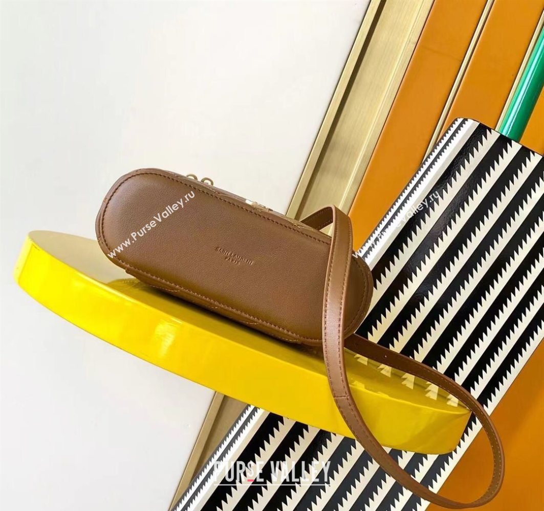 Saint Laurent Gaby Vanity Bag in Quilted Lambskin Leather Brown 2025 766731 (YY-250802033)