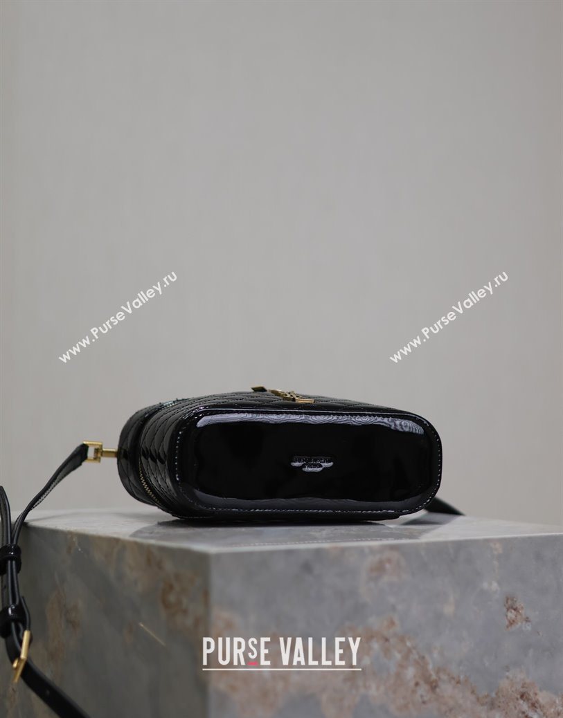 Saint Laurent Gaby Vanity Bag in Patent Quilted Lambskin Black 2025 766731 (YY-250802034)