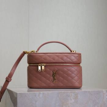 Saint Laurent Gaby Vanity Bag in Quilted Lambskin Barely Pink 2025 766731 (YY-250802035)