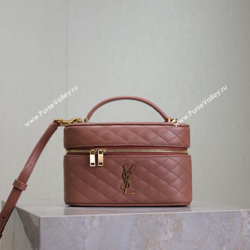 Saint Laurent Gaby Vanity Bag in Quilted Lambskin Barely Pink 2025 766731 (YY-250802035)