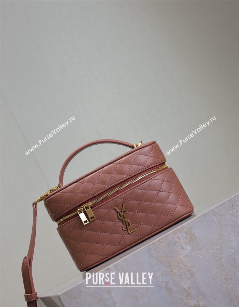 Saint Laurent Gaby Vanity Bag in Quilted Lambskin Barely Pink 2025 766731 (YY-250802035)