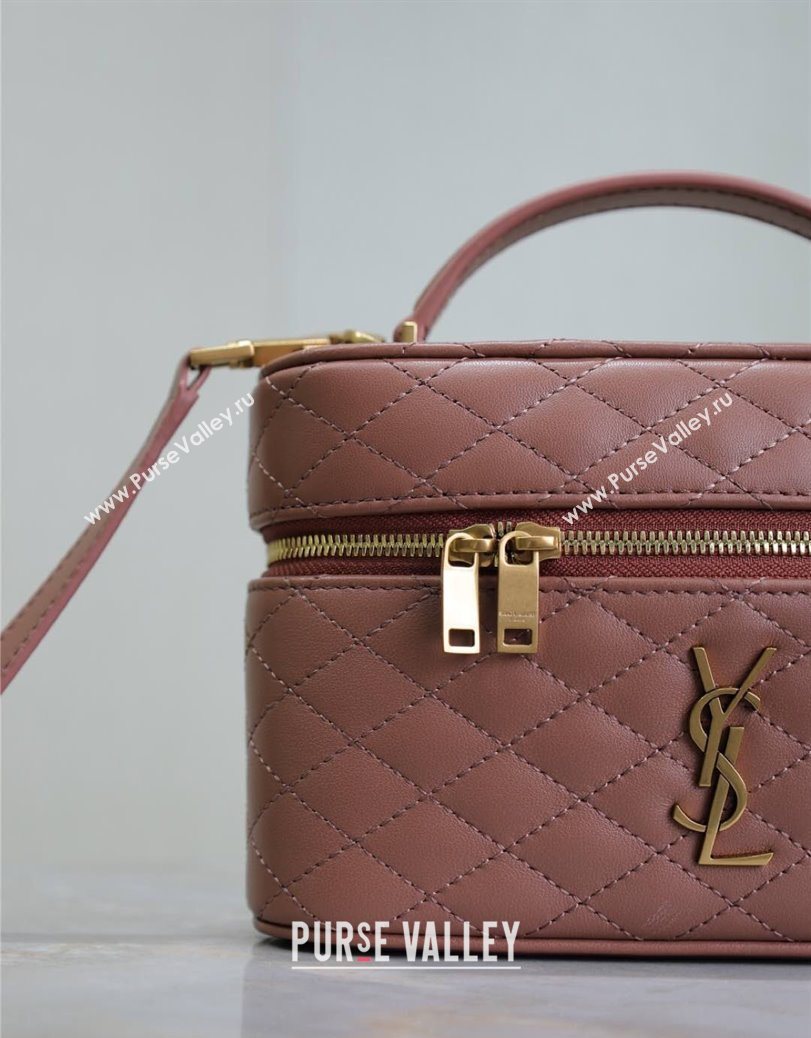 Saint Laurent Gaby Vanity Bag in Quilted Lambskin Barely Pink 2025 766731 (YY-250802035)