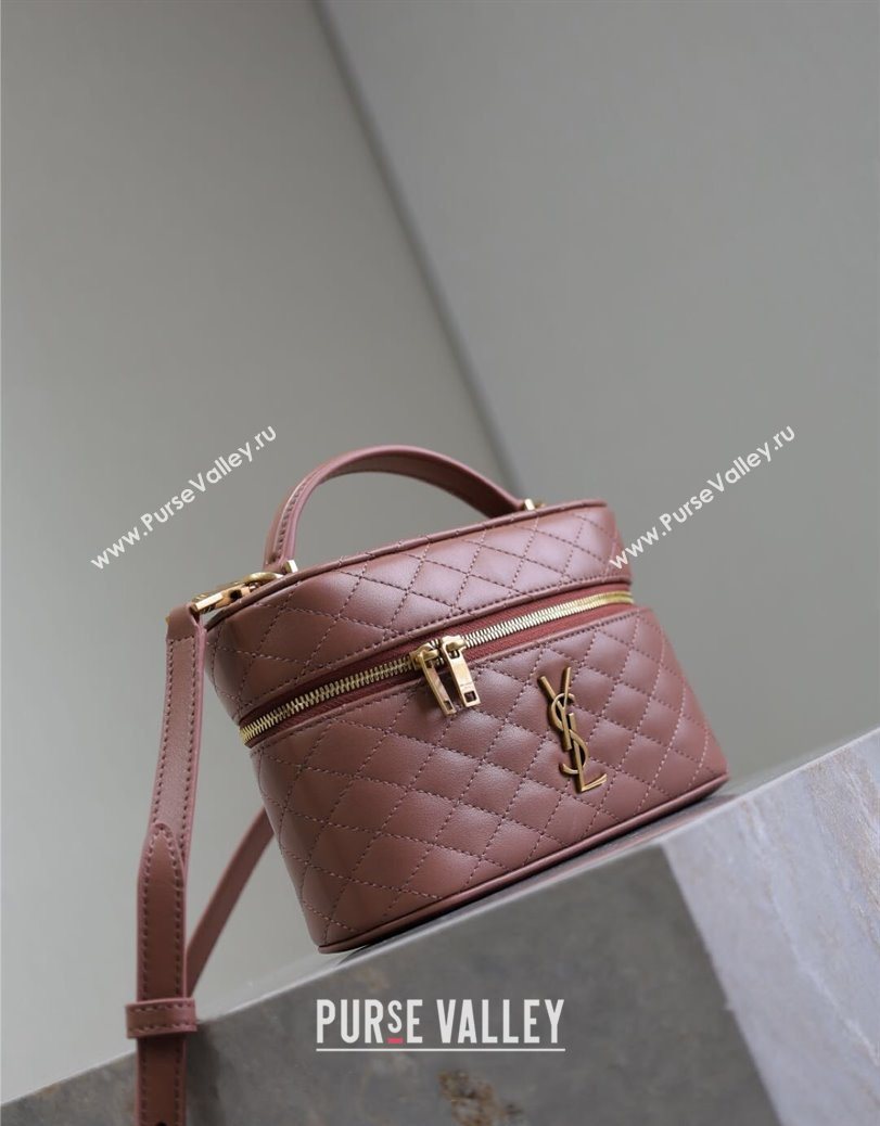 Saint Laurent Gaby Vanity Bag in Quilted Lambskin Barely Pink 2025 766731 (YY-250802035)