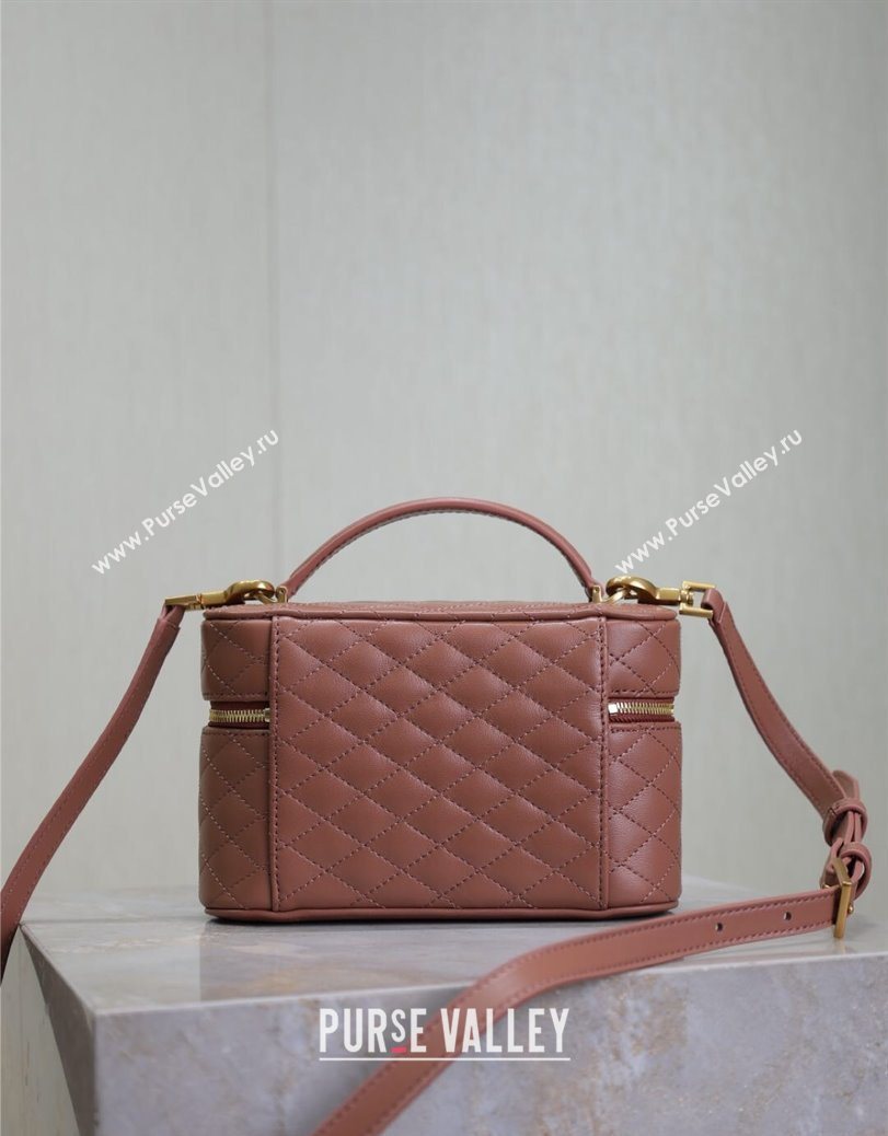 Saint Laurent Gaby Vanity Bag in Quilted Lambskin Barely Pink 2025 766731 (YY-250802035)