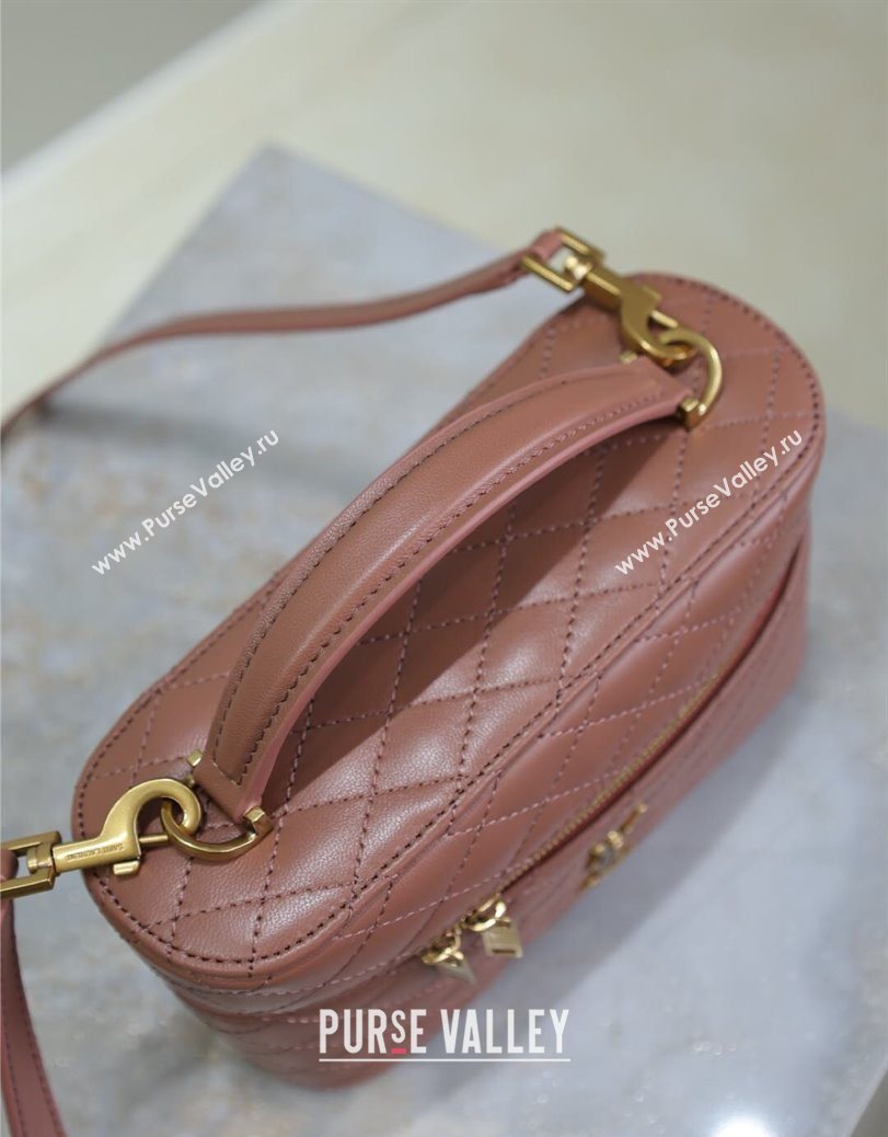 Saint Laurent Gaby Vanity Bag in Quilted Lambskin Barely Pink 2025 766731 (YY-250802035)