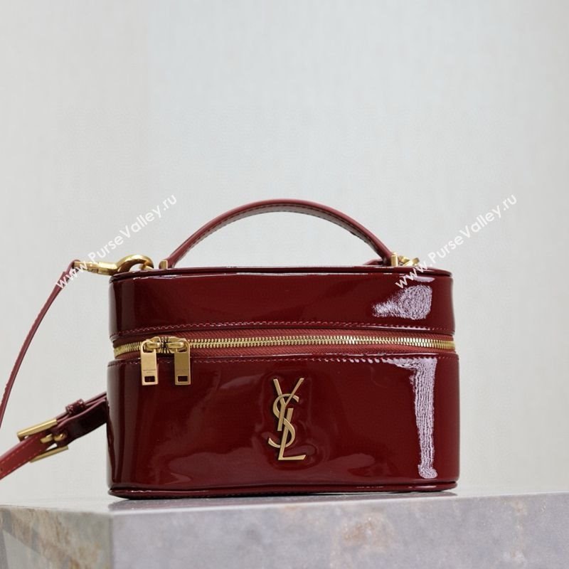 Saint Laurent Gaby Vanity Bag in Patent Leather Red 2025 766731 (YY-250802037)