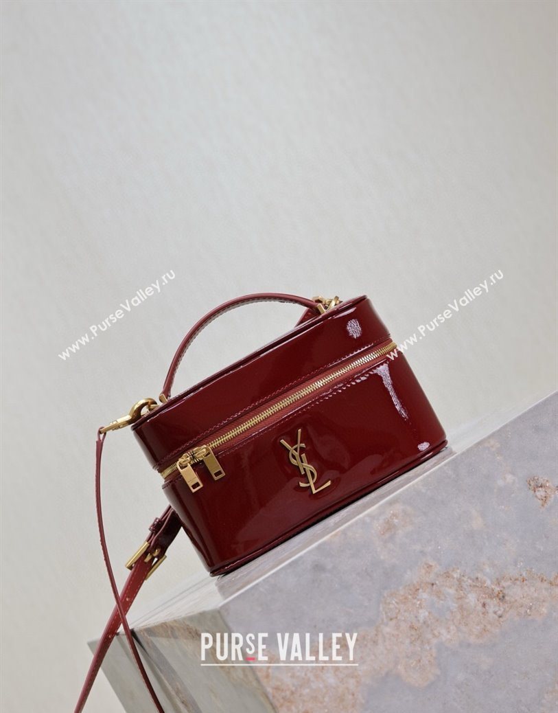 Saint Laurent Gaby Vanity Bag in Patent Leather Red 2025 766731 (YY-250802037)