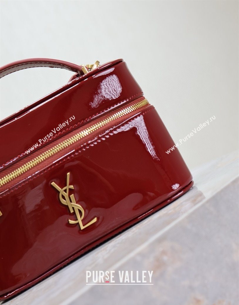 Saint Laurent Gaby Vanity Bag in Patent Leather Red 2025 766731 (YY-250802037)