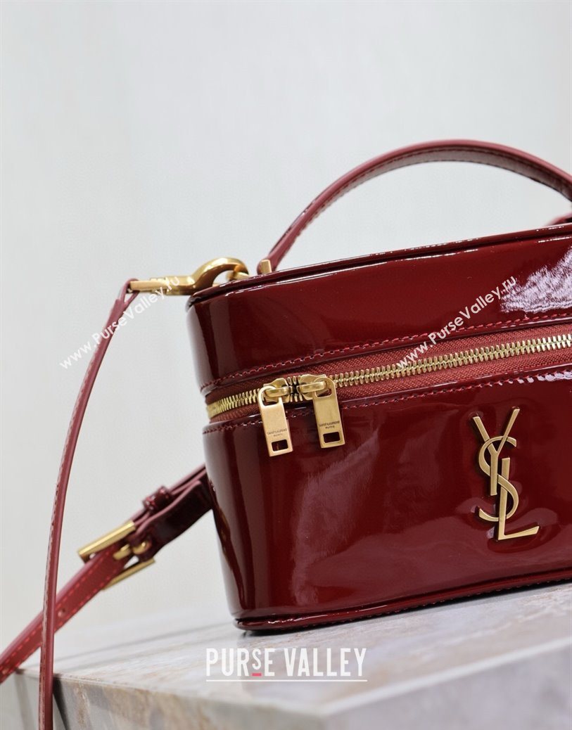 Saint Laurent Gaby Vanity Bag in Patent Leather Red 2025 766731 (YY-250802037)