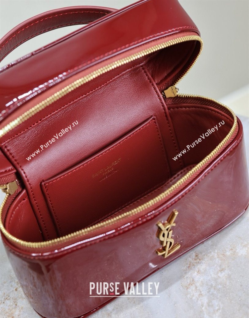 Saint Laurent Gaby Vanity Bag in Patent Leather Red 2025 766731 (YY-250802037)