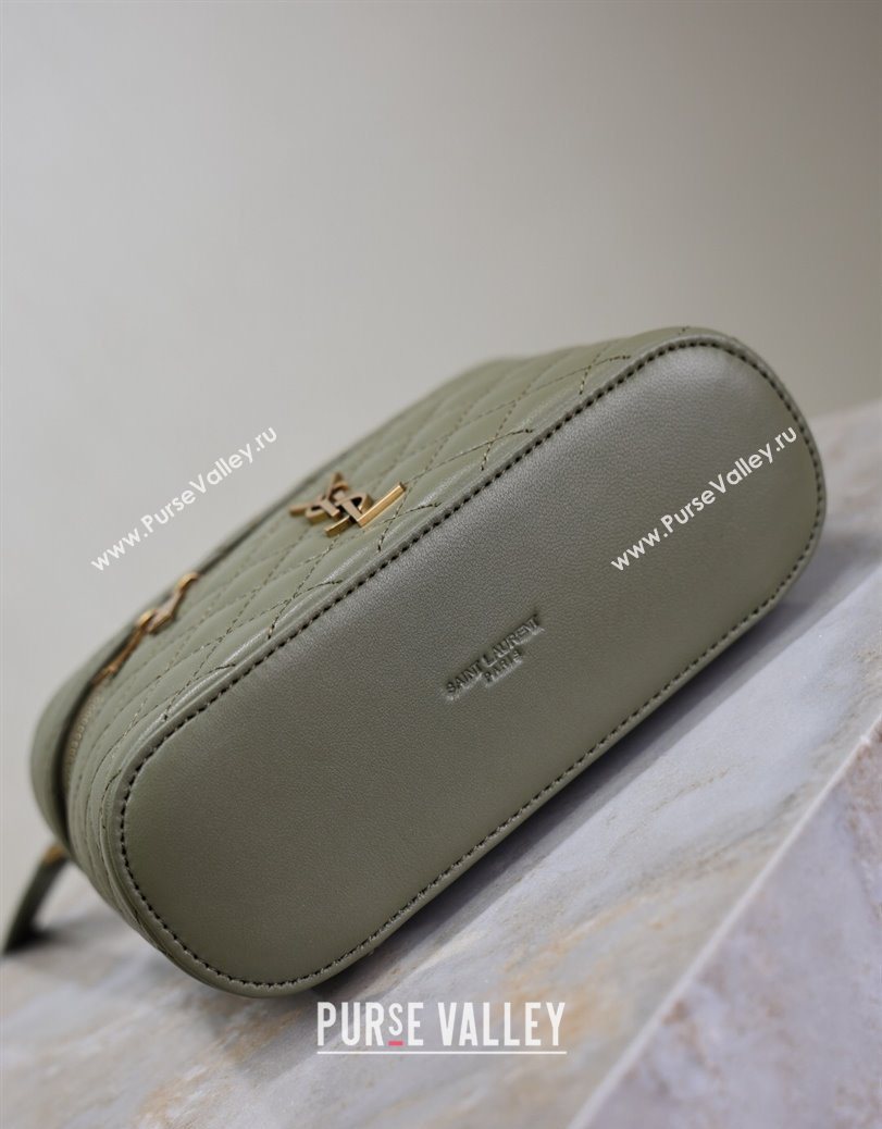 Saint Laurent Gaby Vanity Bag in Quilted Lambskin Wheat Green 2025 766731 (YY-250802038)
