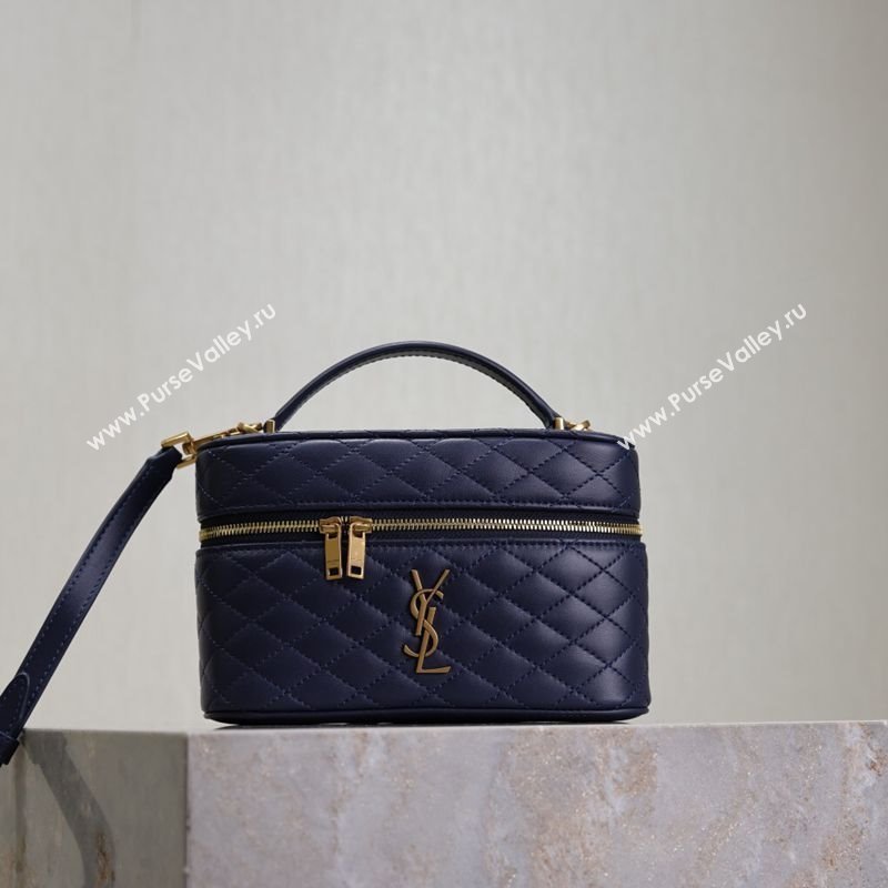 Saint Laurent Gaby Vanity Bag in Quilted Lambskin Abesse Blue 2025 766731 (YY-250802039)