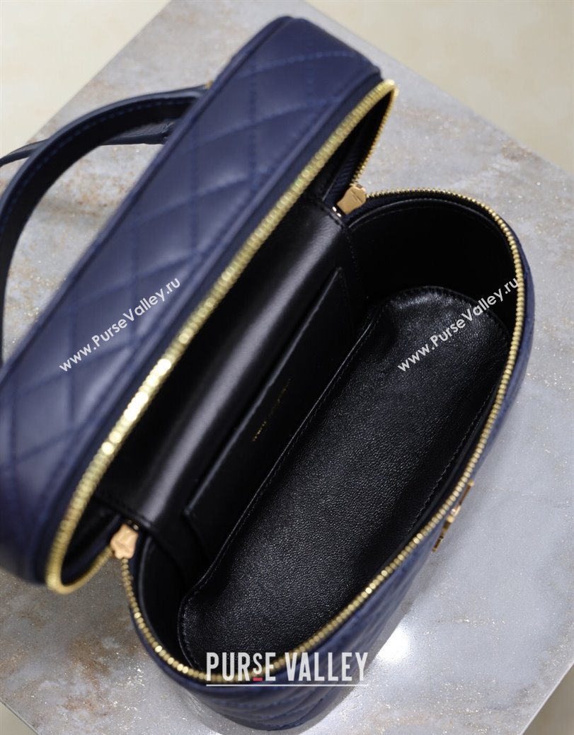 Saint Laurent Gaby Vanity Bag in Quilted Lambskin Abesse Blue 2025 766731 (YY-250802039)