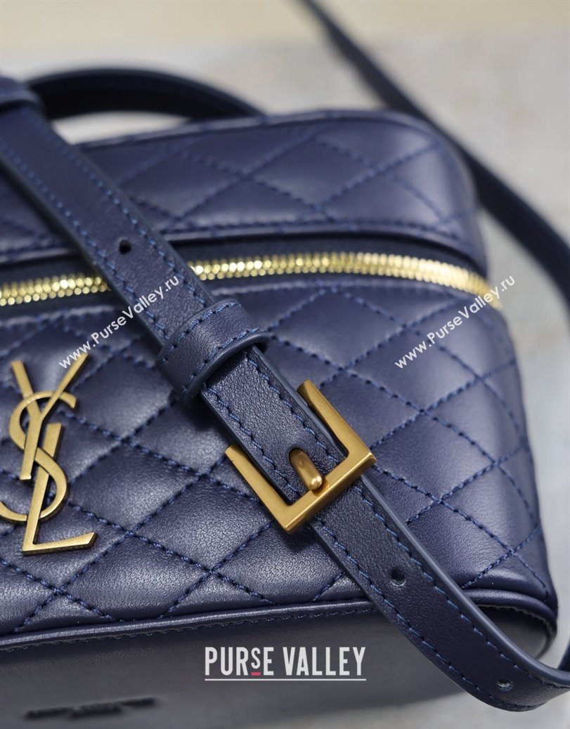 Saint Laurent Gaby Vanity Bag in Quilted Lambskin Abesse Blue 2025 766731 (YY-250802039)