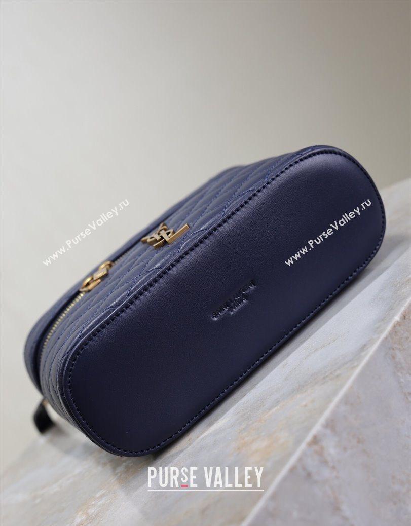 Saint Laurent Gaby Vanity Bag in Quilted Lambskin Abesse Blue 2025 766731 (YY-250802039)