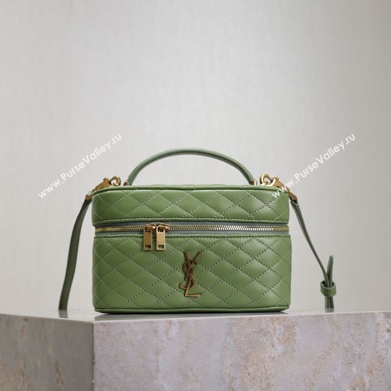 Saint Laurent Gaby Vanity Bag in Quilted Lambskin Avocado Green 2025 766731 (YY-250802040)
