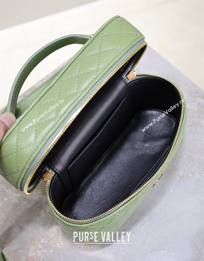 Saint Laurent Gaby Vanity Bag in Quilted Lambskin Avocado Green 2025 766731 (YY-250802040)