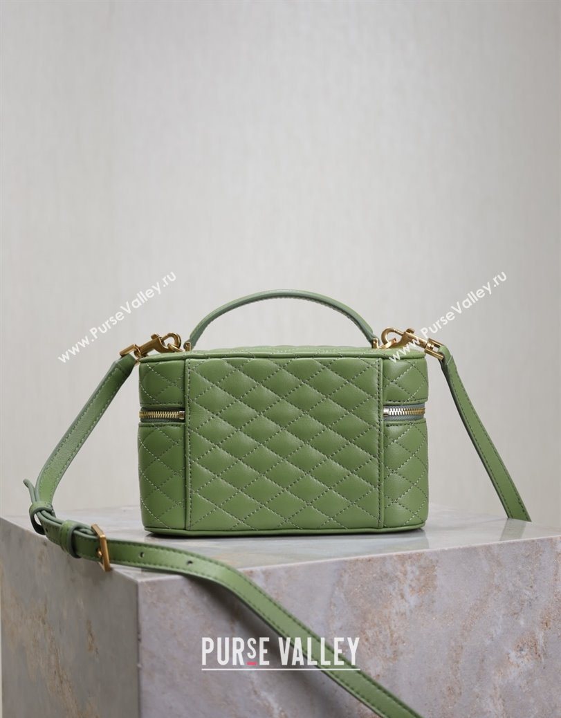 Saint Laurent Gaby Vanity Bag in Quilted Lambskin Avocado Green 2025 766731 (YY-250802040)