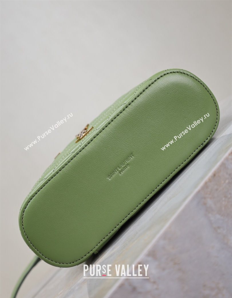 Saint Laurent Gaby Vanity Bag in Quilted Lambskin Avocado Green 2025 766731 (YY-250802040)