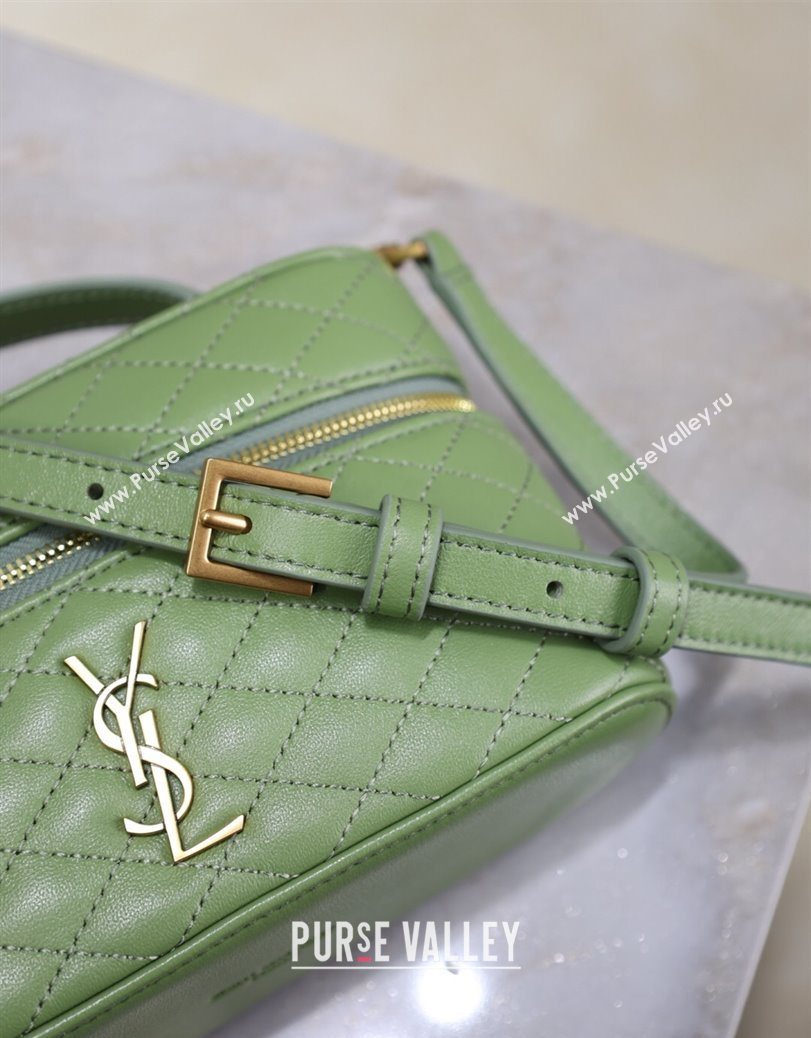 Saint Laurent Gaby Vanity Bag in Quilted Lambskin Avocado Green 2025 766731 (YY-250802040)