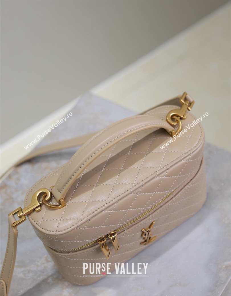 Saint Laurent Gaby Vanity Bag in Quilted Lambskin Dark Toffee 2025 766731 (YY-250802041)
