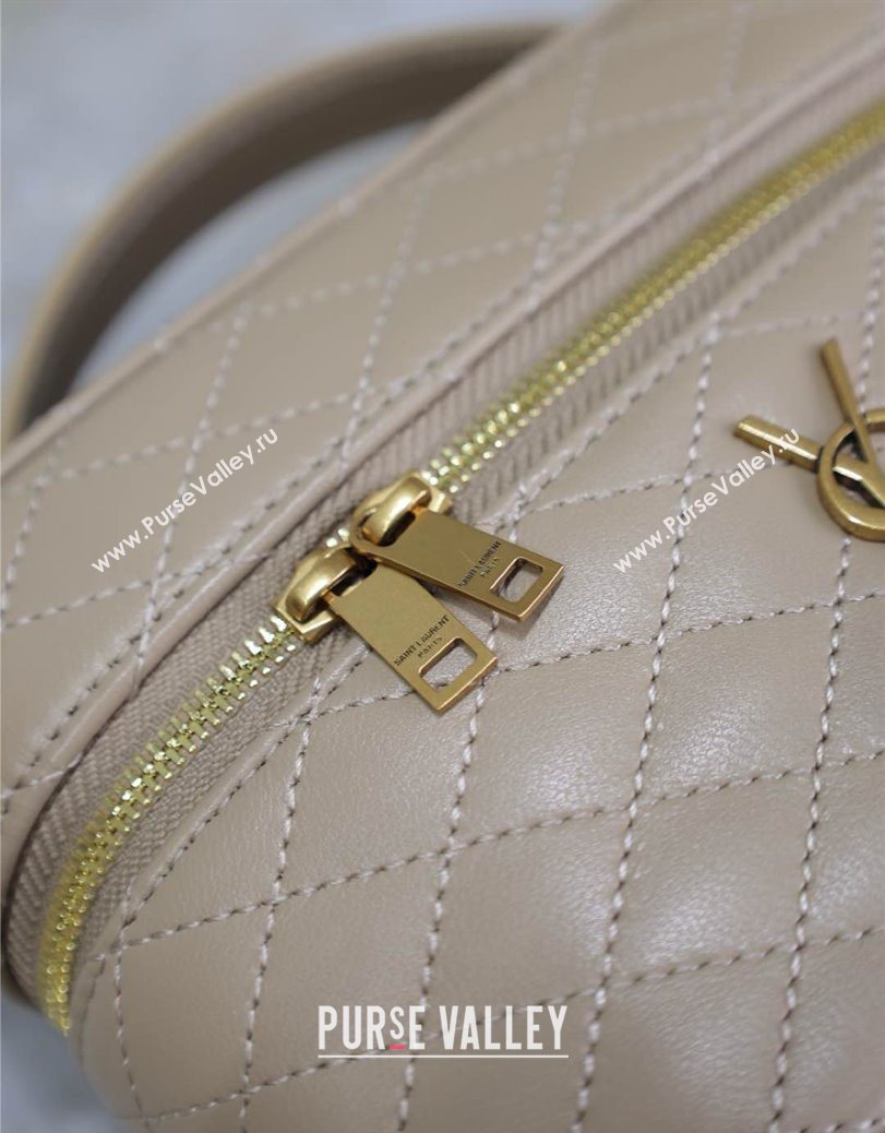 Saint Laurent Gaby Vanity Bag in Quilted Lambskin Dark Toffee 2025 766731 (YY-250802041)