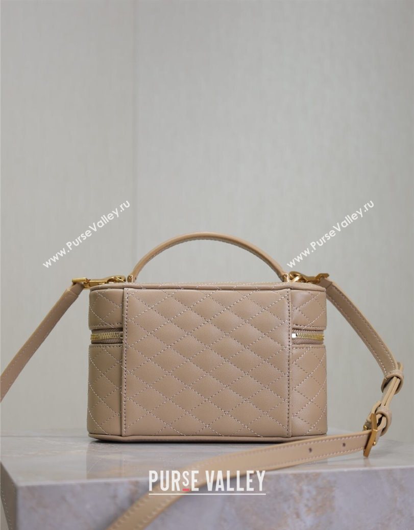 Saint Laurent Gaby Vanity Bag in Quilted Lambskin Dark Toffee 2025 766731 (YY-250802041)