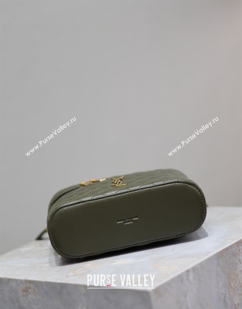 Saint Laurent Gaby Vanity Bag in Quilted Lambskin Dark Green 2025 766731 (YY-250802042)