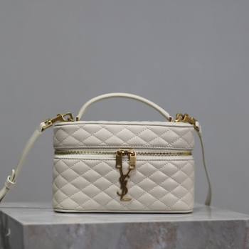 Saint Laurent Gaby Vanity Bag in Quilted Lambskin White 2025 766731 (YY-250802043)