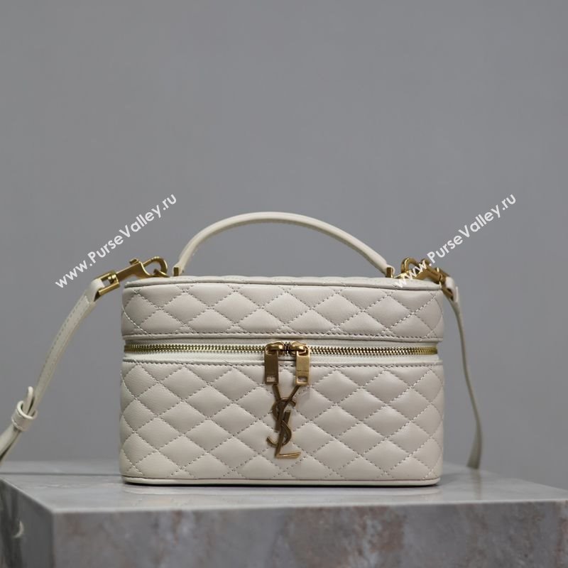 Saint Laurent Gaby Vanity Bag in Quilted Lambskin White 2025 766731 (YY-250802043)