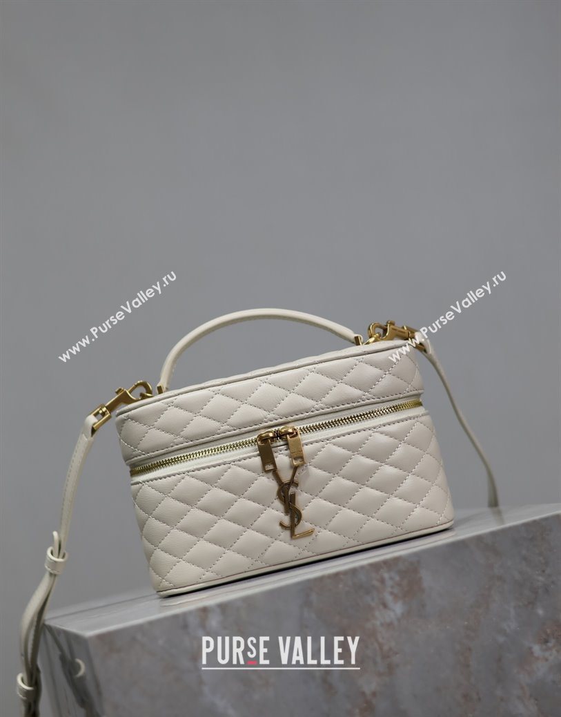 Saint Laurent Gaby Vanity Bag in Quilted Lambskin White 2025 766731 (YY-250802043)