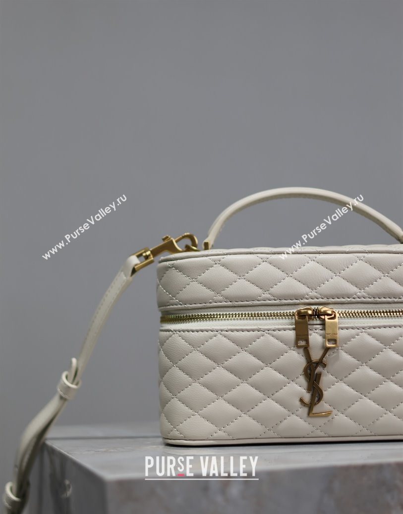 Saint Laurent Gaby Vanity Bag in Quilted Lambskin White 2025 766731 (YY-250802043)