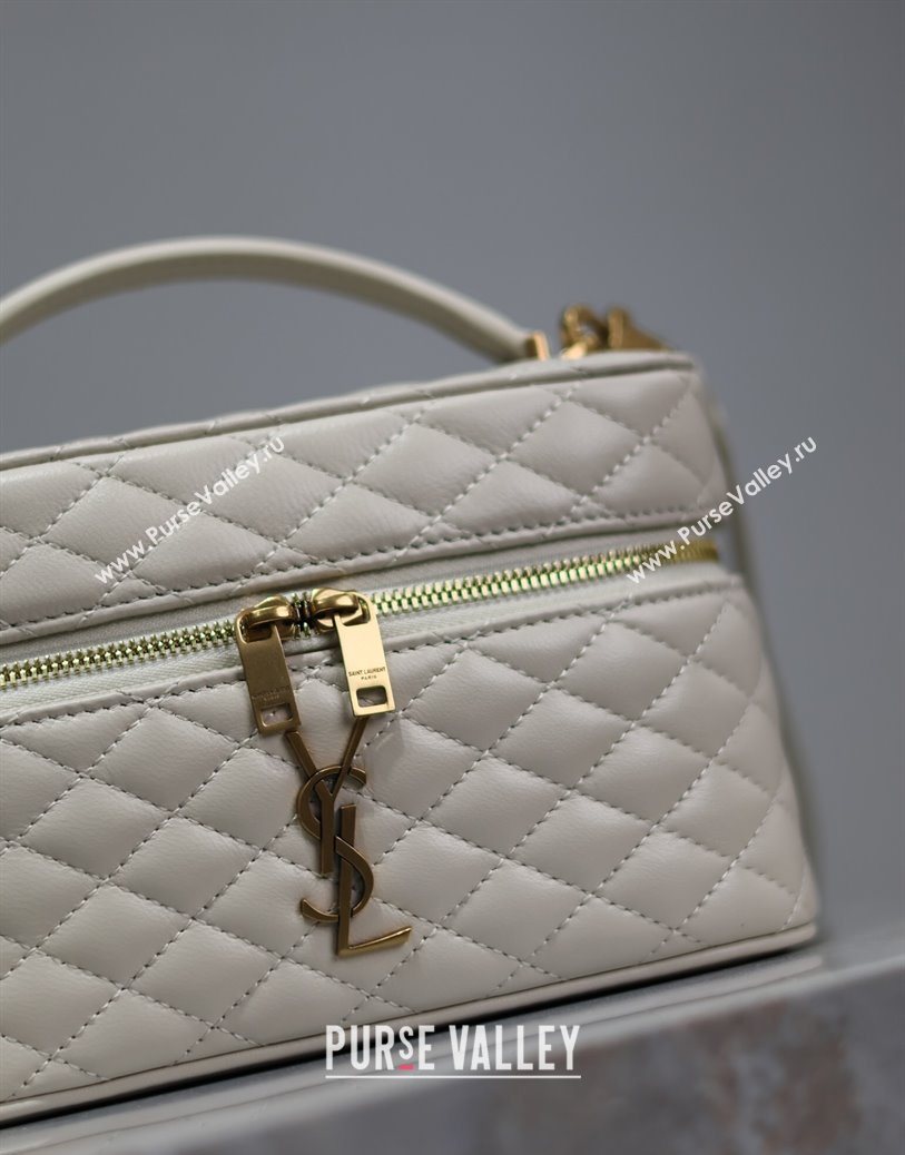 Saint Laurent Gaby Vanity Bag in Quilted Lambskin White 2025 766731 (YY-250802043)