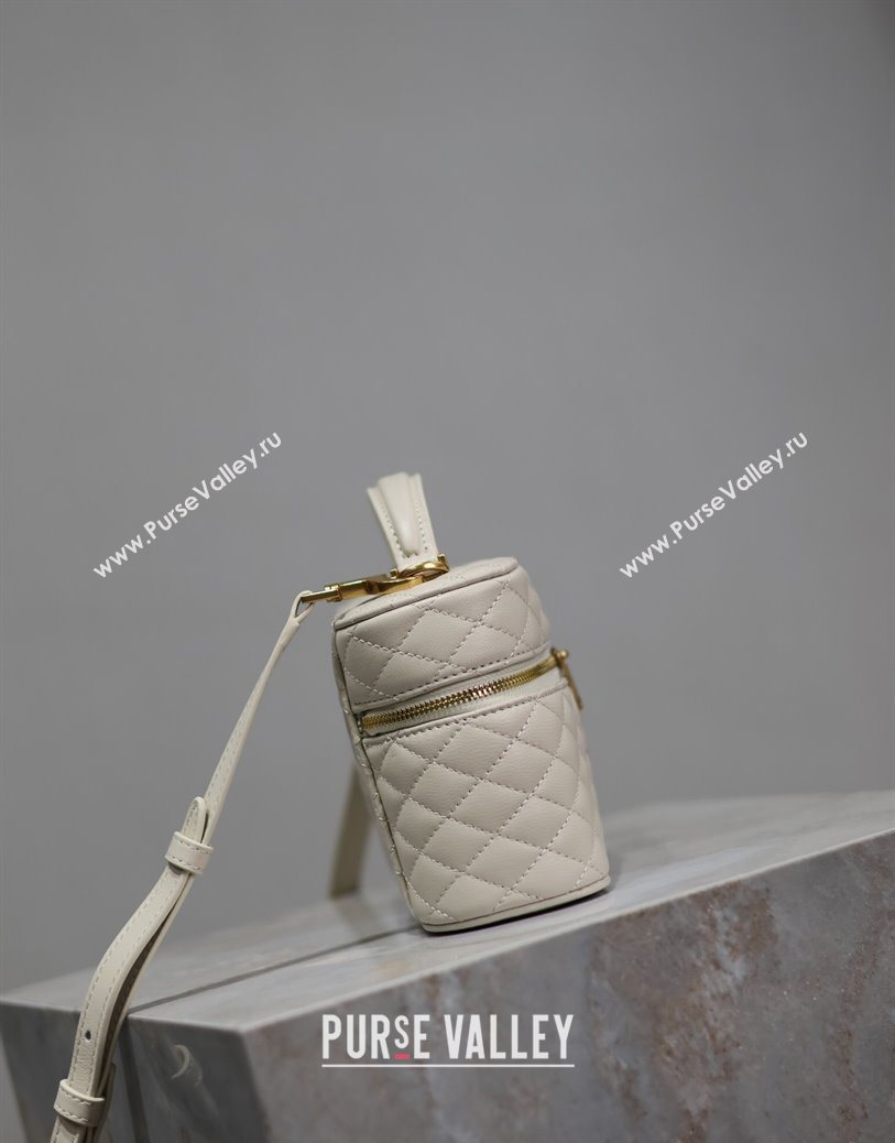 Saint Laurent Gaby Vanity Bag in Quilted Lambskin White 2025 766731 (YY-250802043)