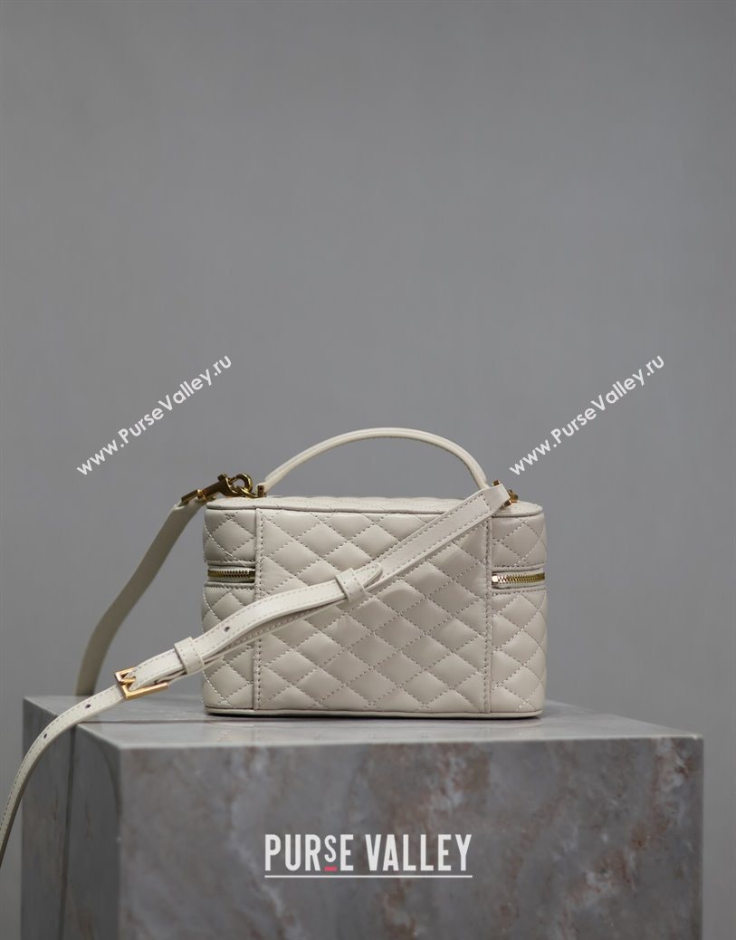 Saint Laurent Gaby Vanity Bag in Quilted Lambskin White 2025 766731 (YY-250802043)
