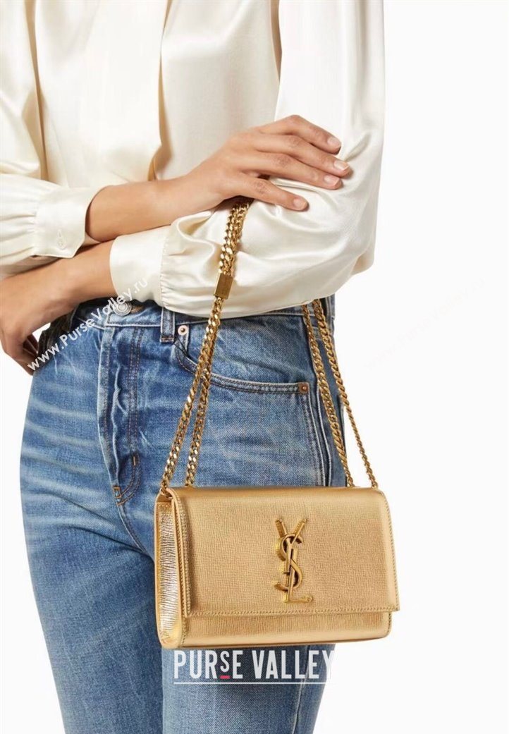 Saint Laurent Kate Small Chain Bag in Grained Leather 469390 Gold 2025 (YY-250801108)