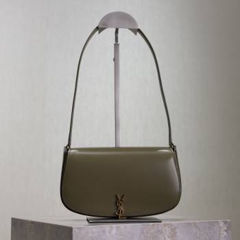 Saint Laurent Mini Voltaire Half-Moon Shoulder Bag in Box Leather Wheat Green 2025 779642 (YY-250801064)