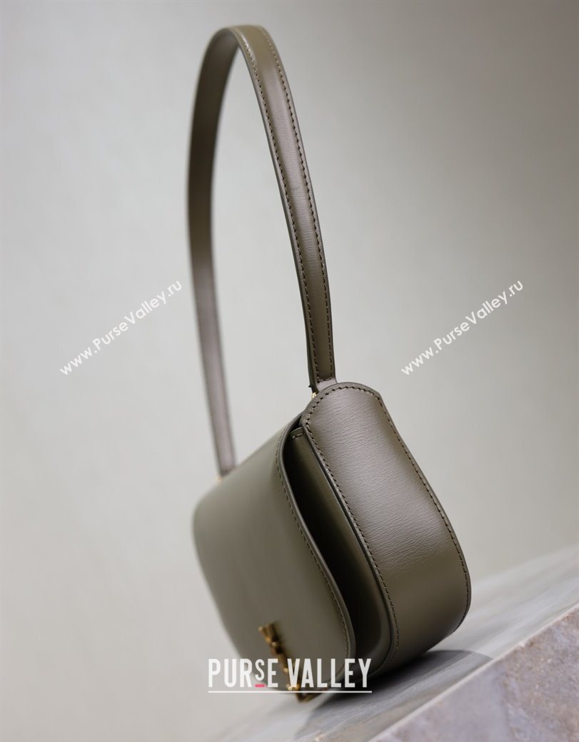 Saint Laurent Mini Voltaire Half-Moon Shoulder Bag in Box Leather Wheat Green 2025 779642 (YY-250801064)