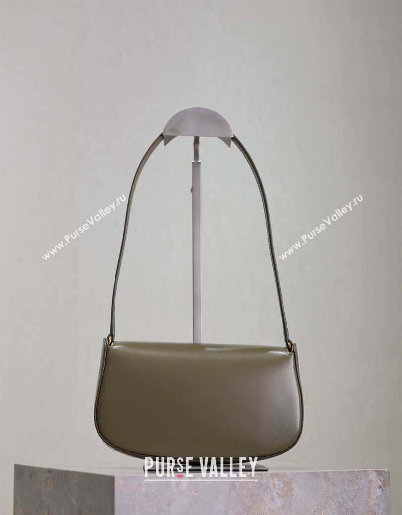 Saint Laurent Mini Voltaire Half-Moon Shoulder Bag in Box Leather Wheat Green 2025 779642 (YY-250801064)