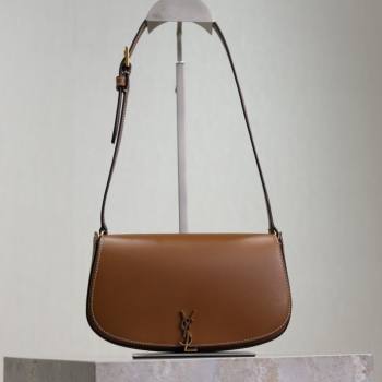 Saint Laurent Mini Voltaire Half-Moon Shoulder Bag in Box Leather Caramel Brown 2025 779642 (YY-250801065)