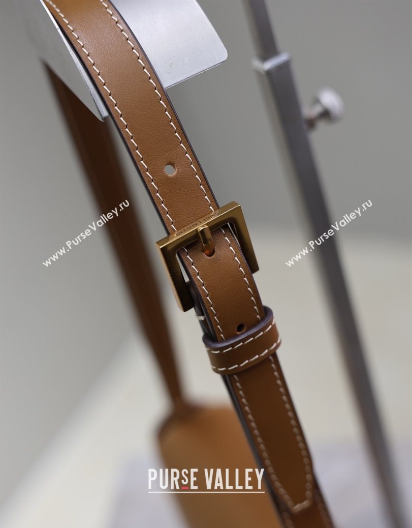 Saint Laurent Mini Voltaire Half-Moon Shoulder Bag in Box Leather Caramel Brown 2025 779642 (YY-250801065)