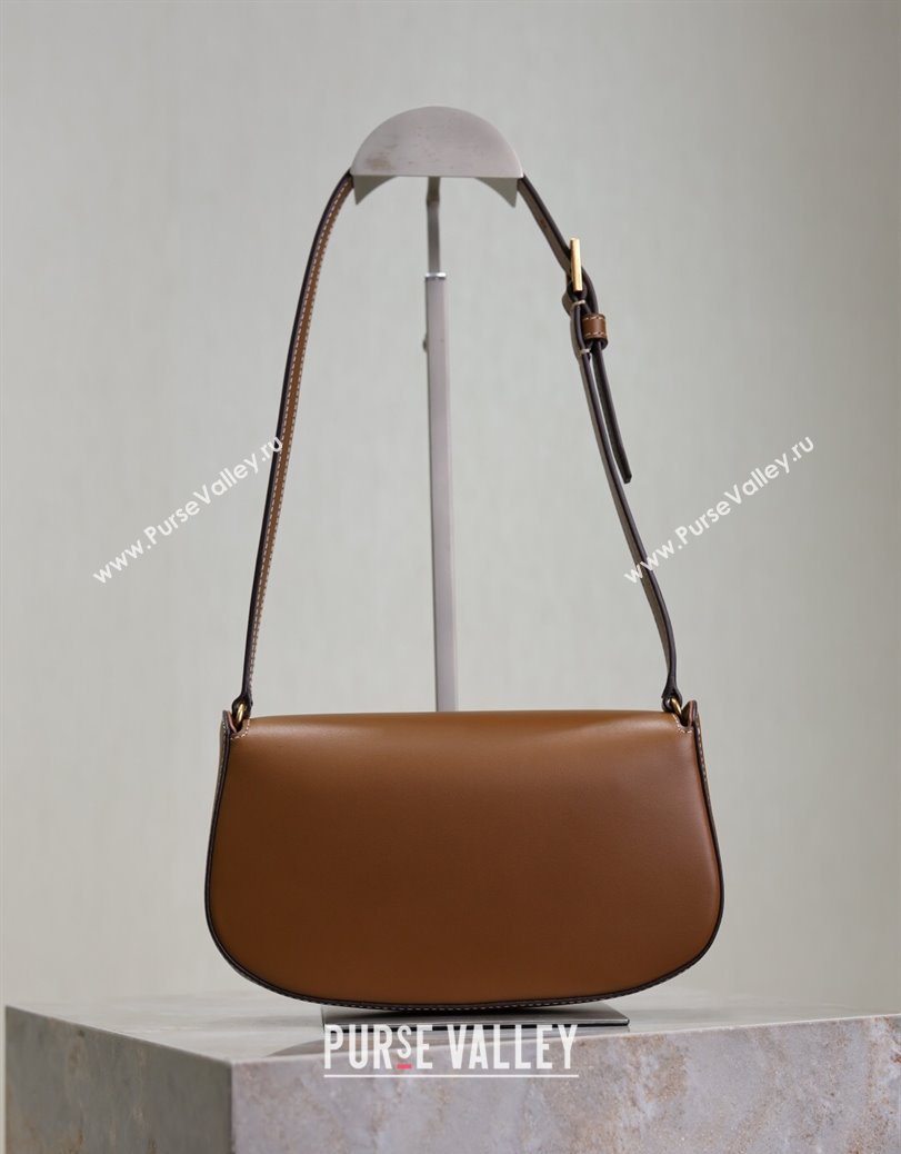 Saint Laurent Mini Voltaire Half-Moon Shoulder Bag in Box Leather Caramel Brown 2025 779642 (YY-250801065)