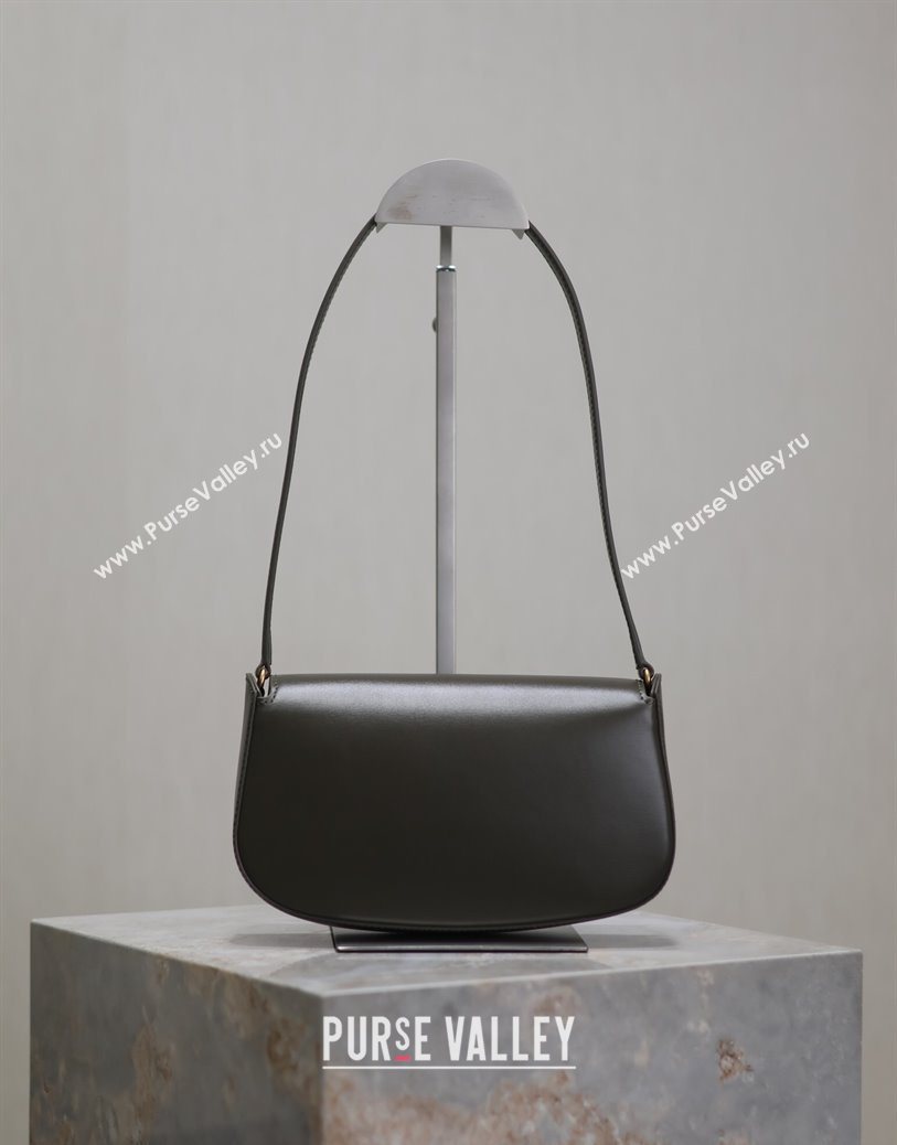 Saint Laurent Mini Voltaire Half-Moon Shoulder Bag in Box Leather Dark Green 2025 779642 (YY-250801066)