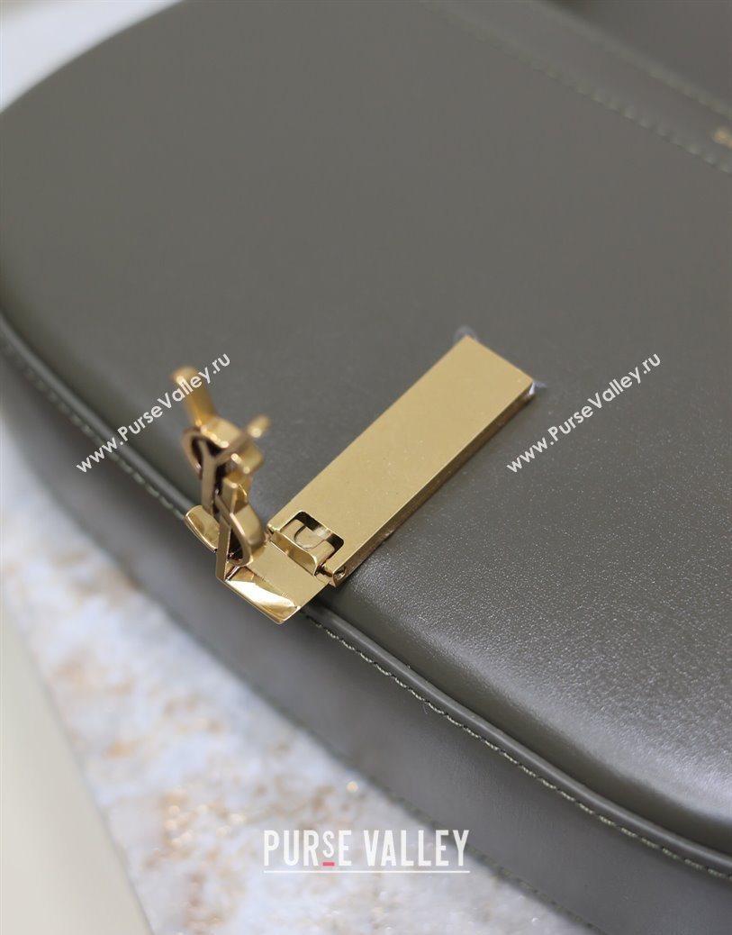 Saint Laurent Mini Voltaire Half-Moon Shoulder Bag in Box Leather Dark Green 2025 779642 (YY-250801066)